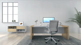 Memphis in a home office. White frame, white mesh backrest and seat.